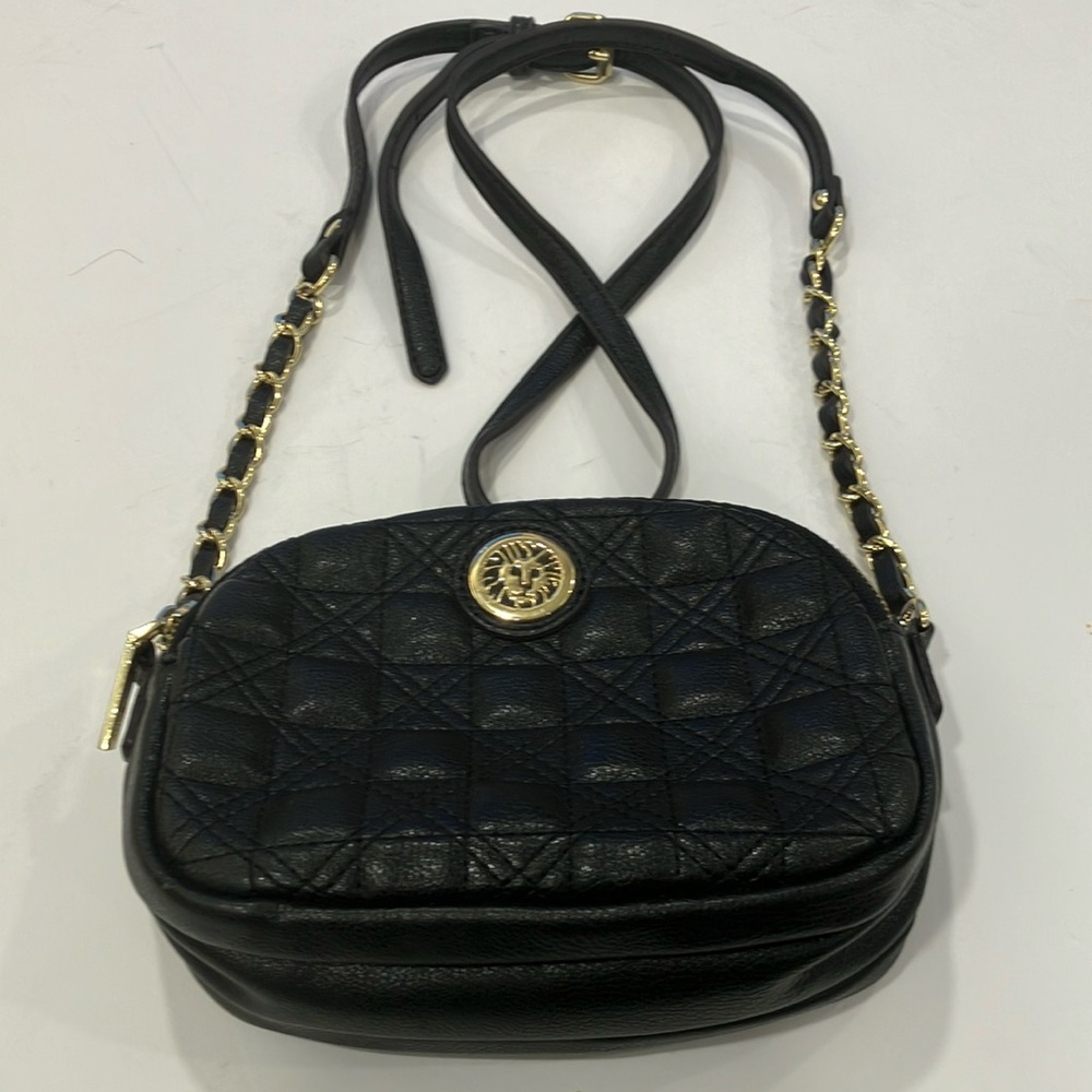 Anne Klein Black and Gold Quilted Crossbody Bag